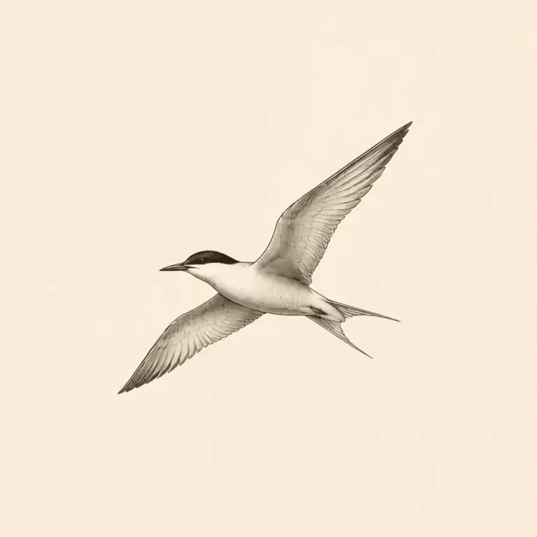 Sterna paradisaea, the Arctic tern, in flight